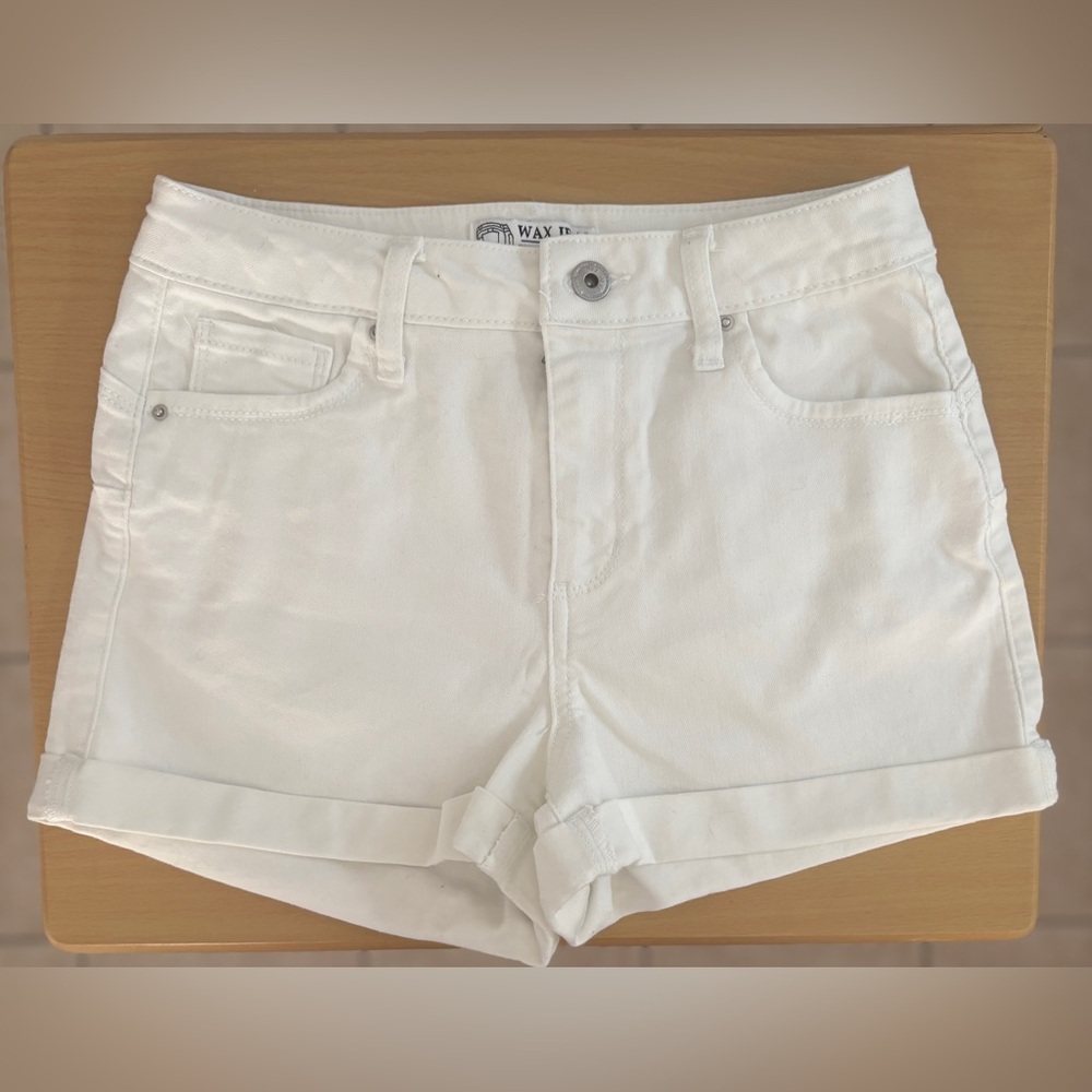 Wax Jean White High Waist Denim Shorts